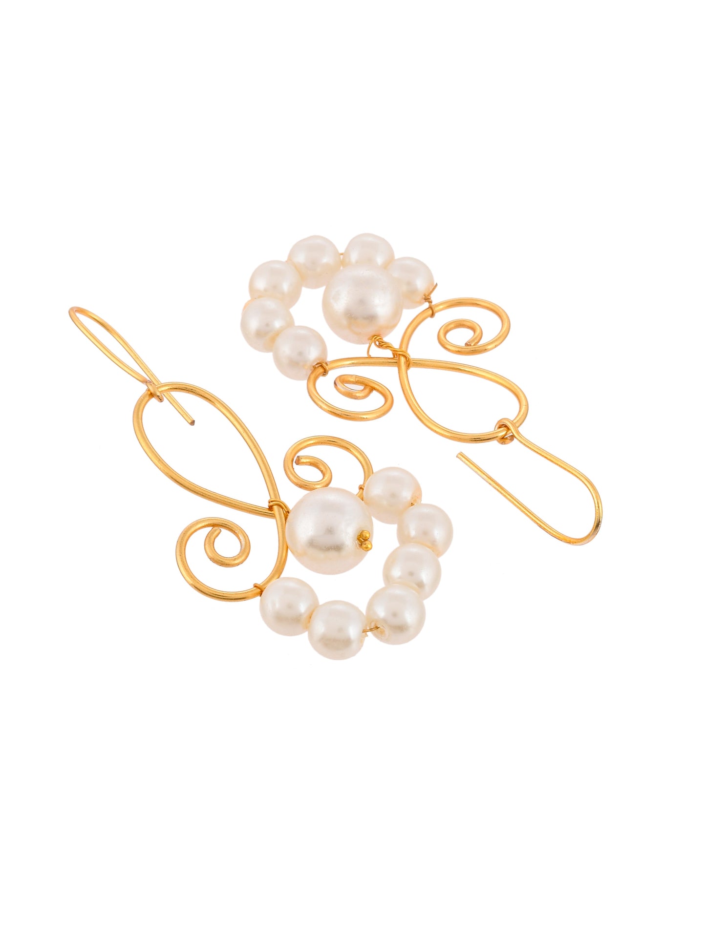 Gold Plated Pearl Beaded Western Drop Earring