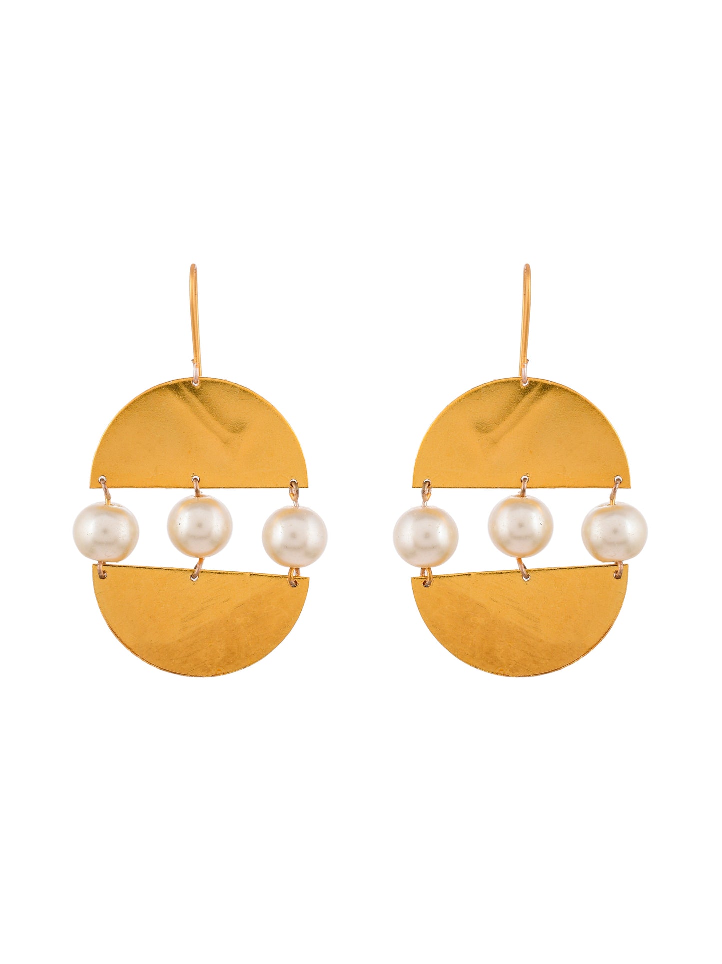 Gold-Plated Pearls Contemporary Drop Earrings
