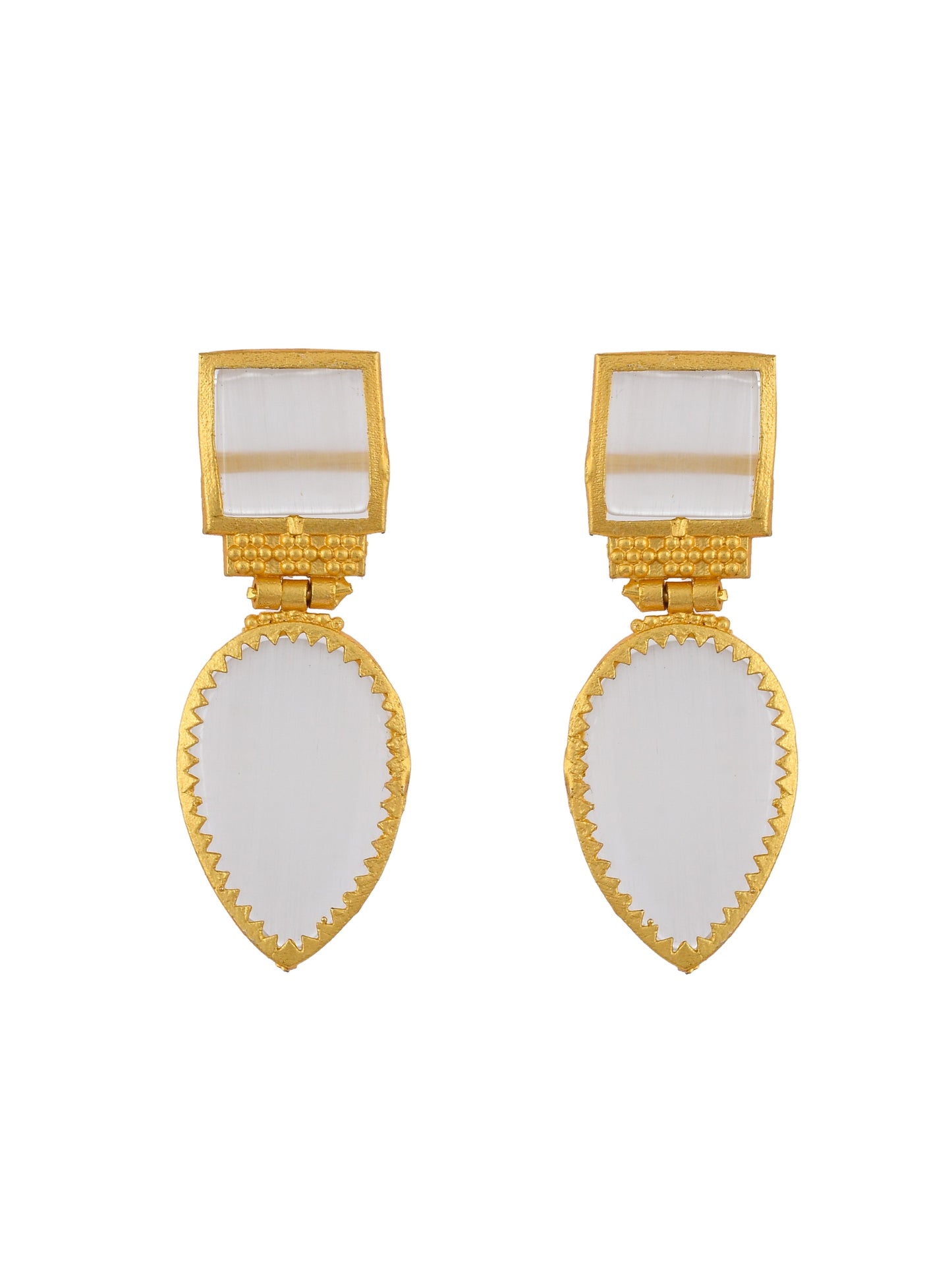 White Ethnic Drop Earrings