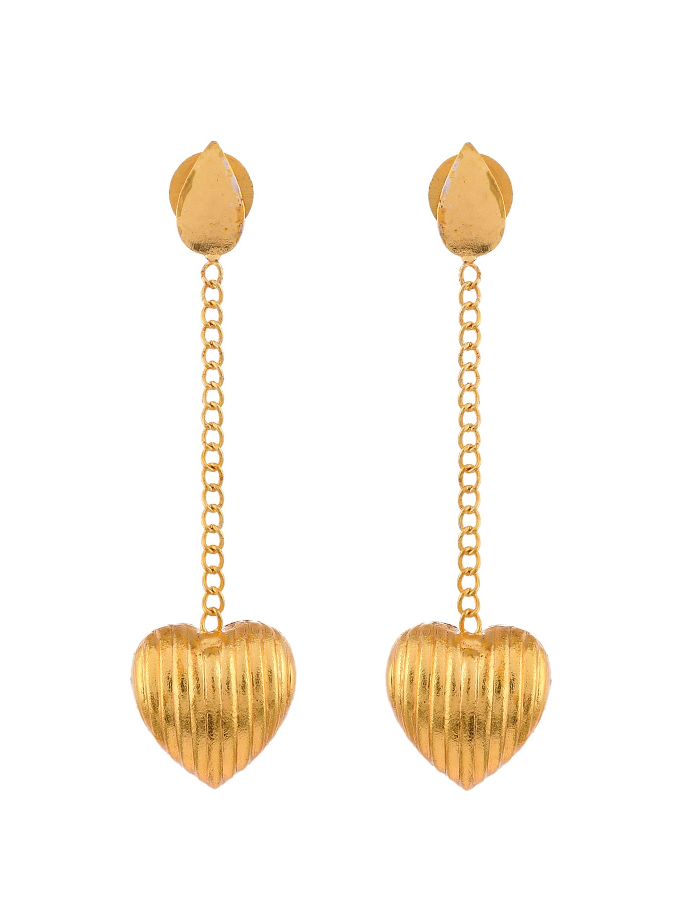 Gold Plated Handcrafted Heart Chain Earrings for western Outfit
