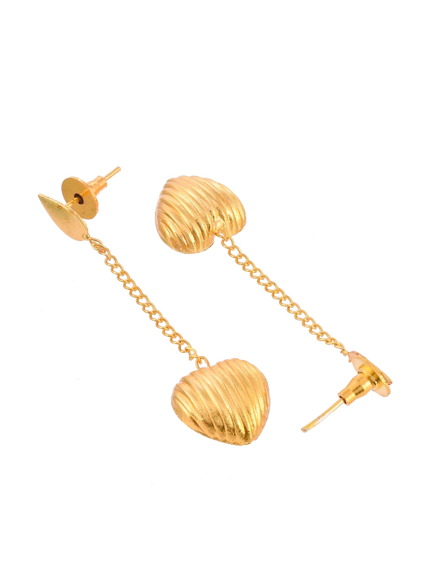 Gold Plated Handcrafted Heart Chain Earrings for western Outfit