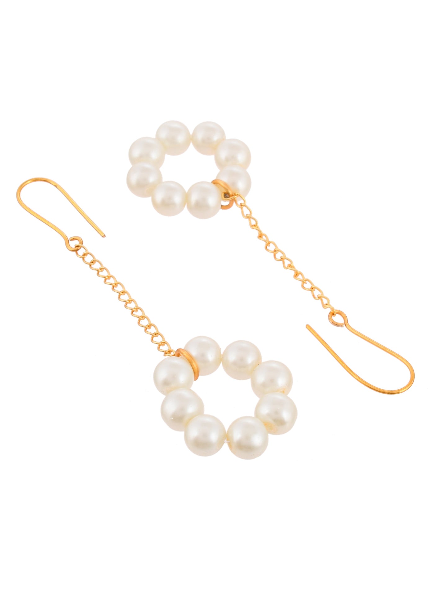Gold Plated Pearl Chain Drop Earrings