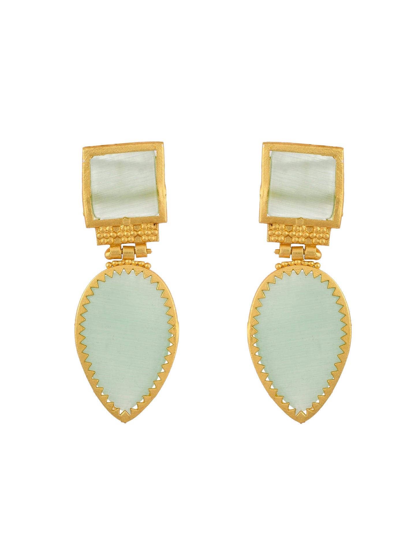 Green Ethnic Drop Earrings