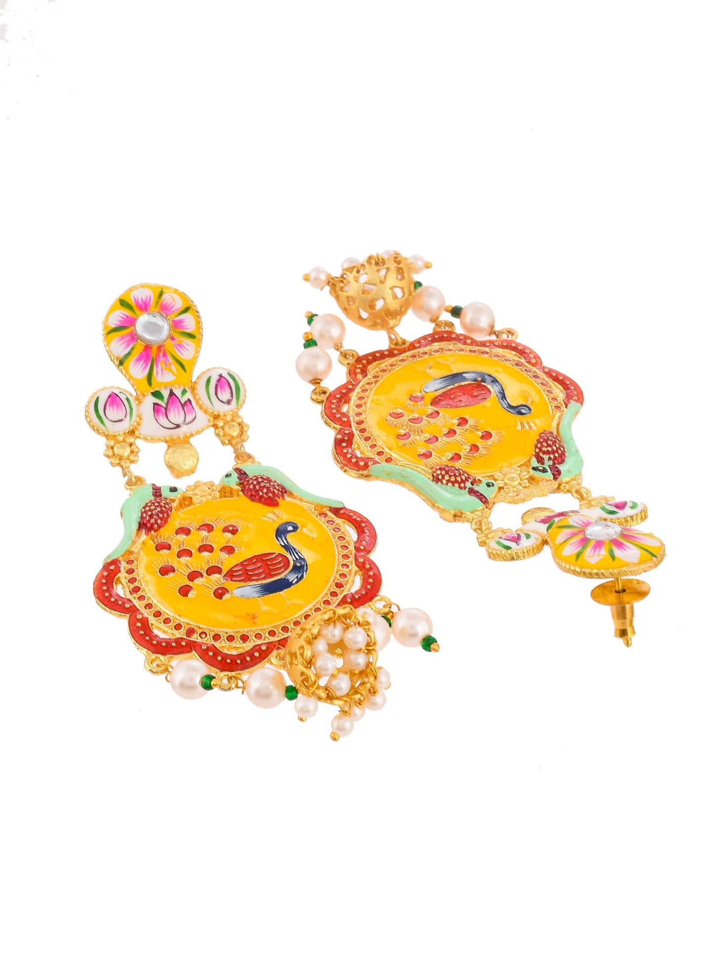 Gold Plated Indian Traditional Handpainted Ethnic Heavy Earrings