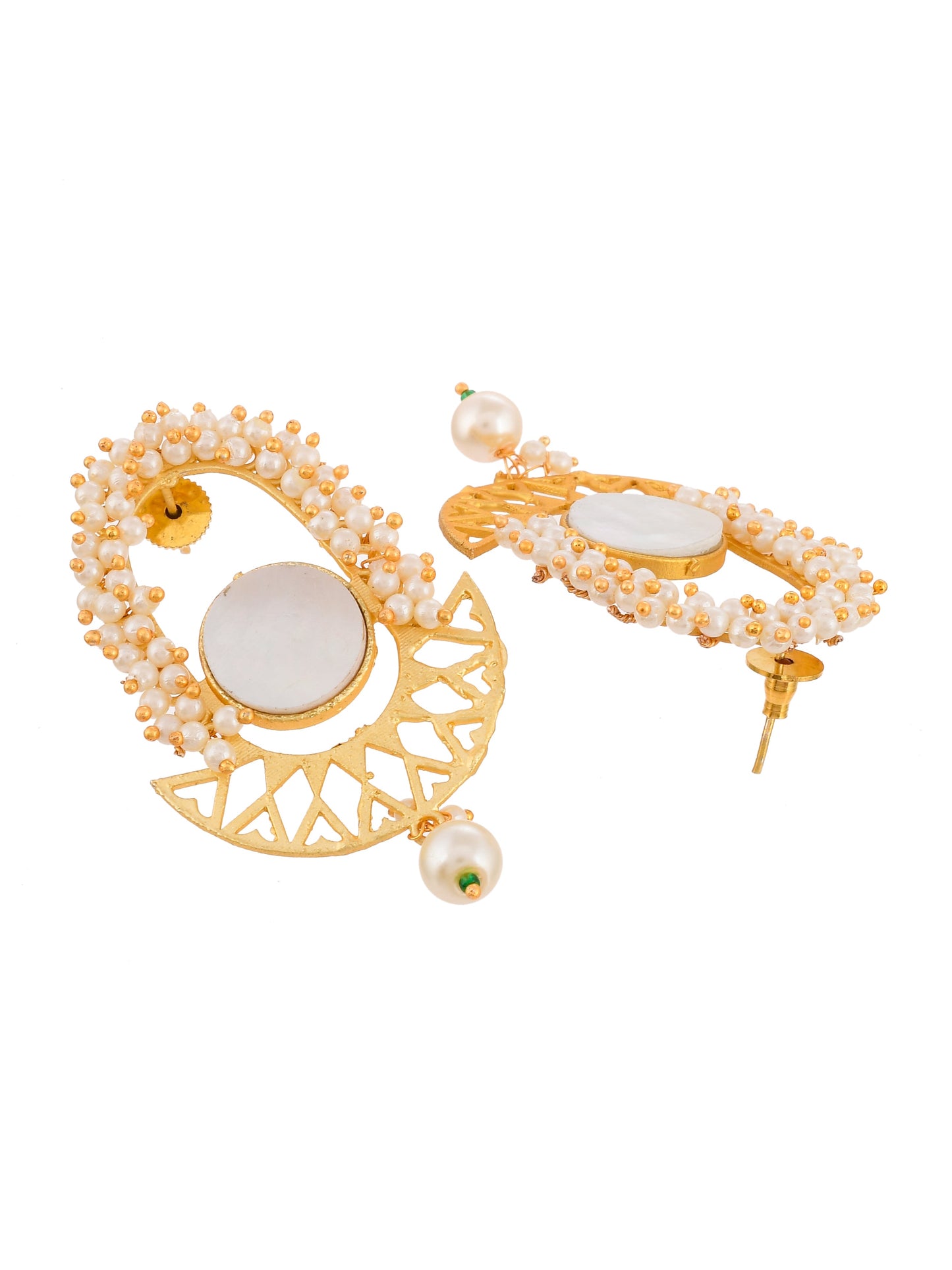 Heavy Pearl Ethnic Cut work Drop Earring women