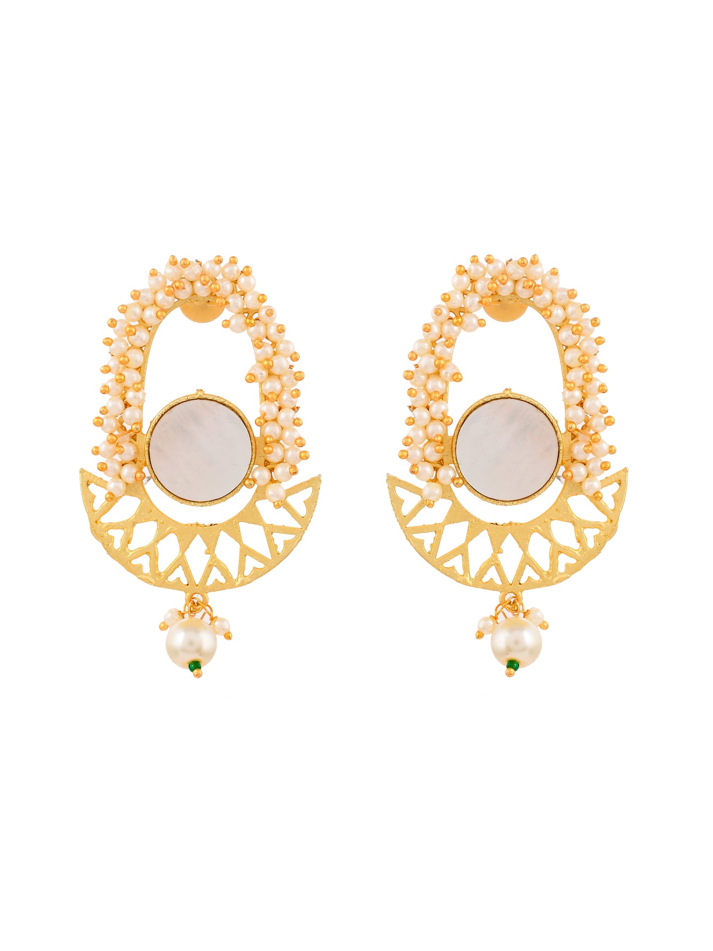 Heavy Pearl Ethnic Cut work Drop Earring women