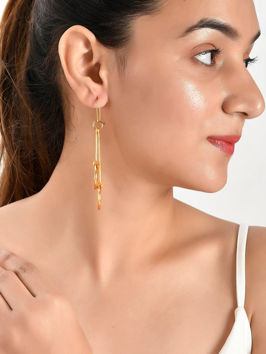 Gold Plated Contemporary Drop Earrings