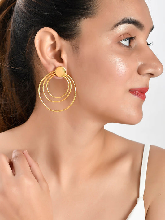 Gold-Plated Contemporary Drop Earrings for western Outfit
