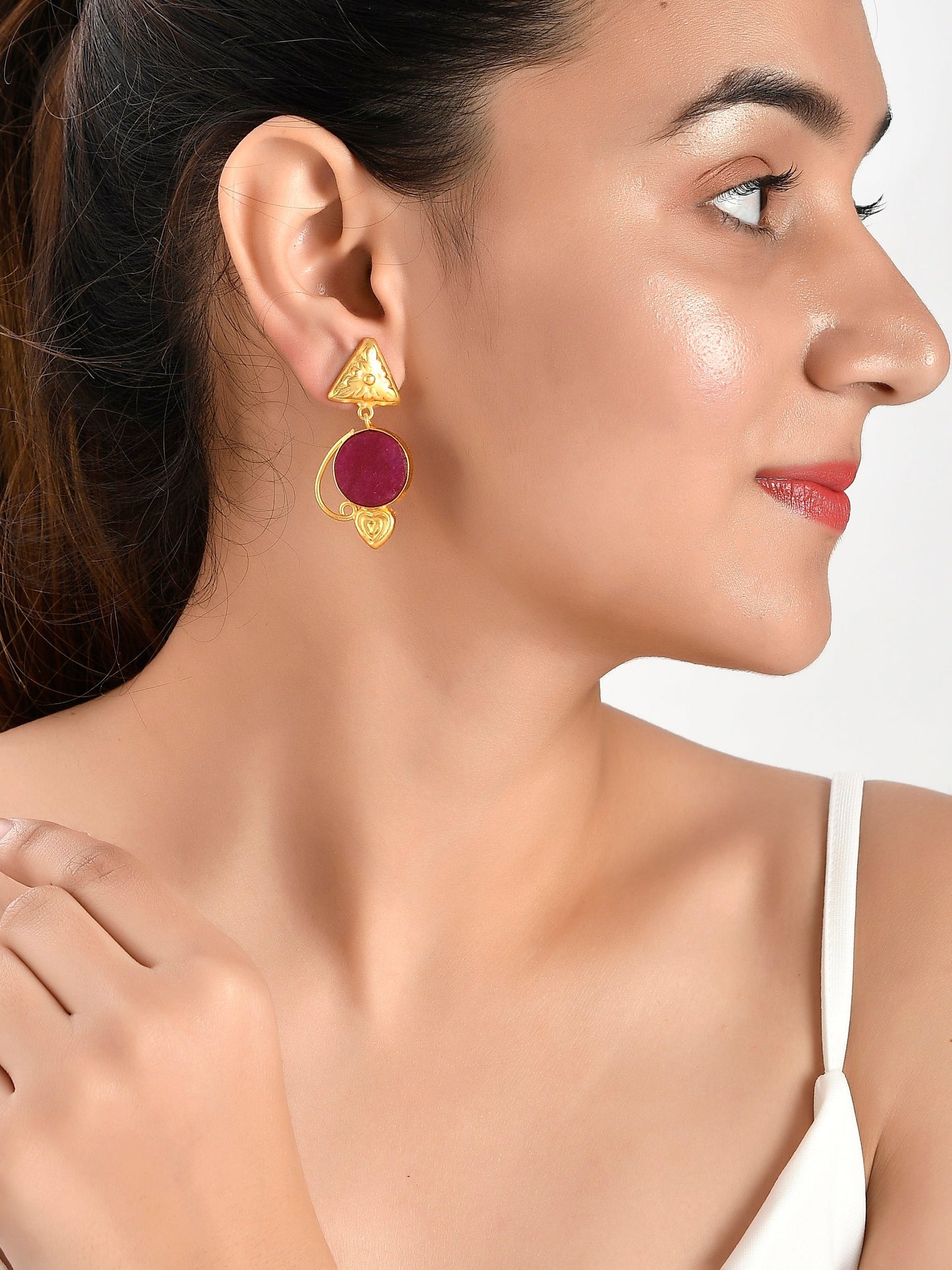 Gold Plated Contemporary Drop Earrings for western Outfit