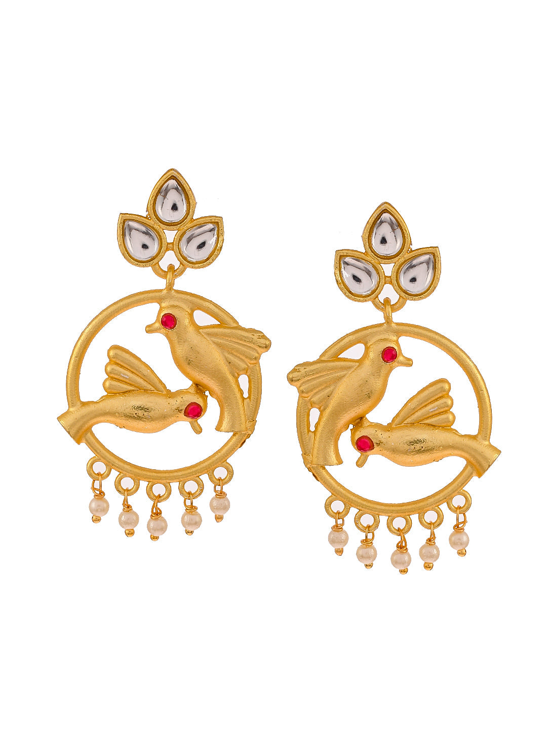 Gold Plated Bird Handcrafted Drop Earrings For Western Outfit