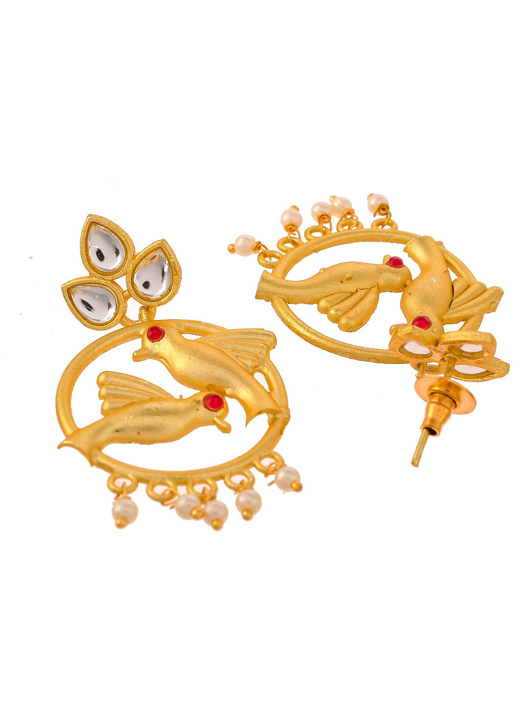 Gold Plated Bird Handcrafted Drop Earrings For Western Outfit
