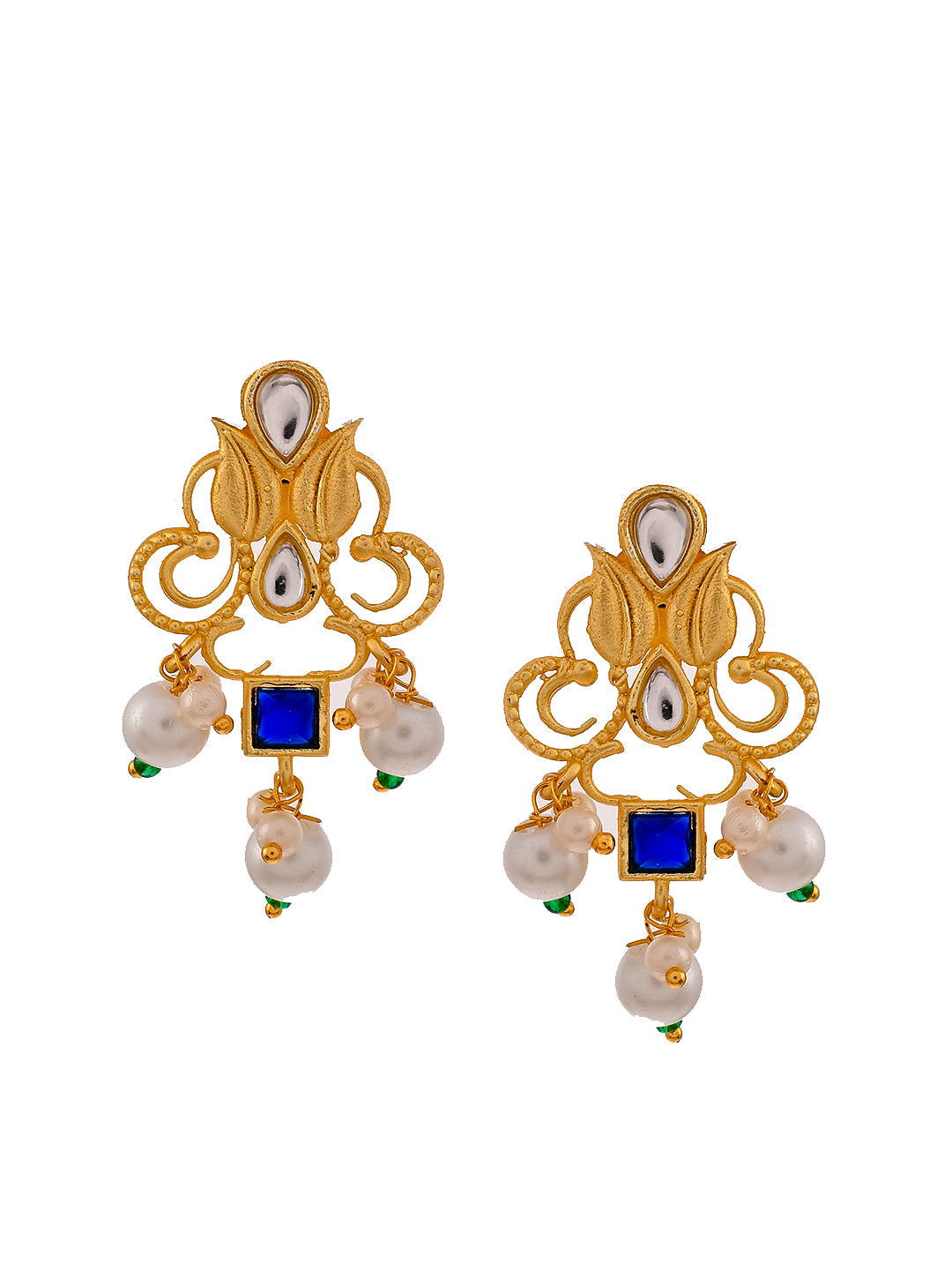 Kundan Handcrafted Enamelled Drop Earrings for western Outfit