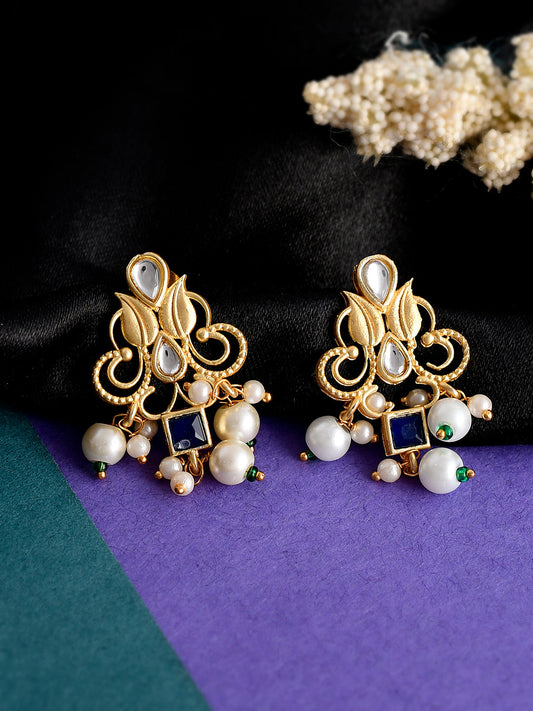 Kundan Handcrafted Enamelled Drop Earrings for western Outfit