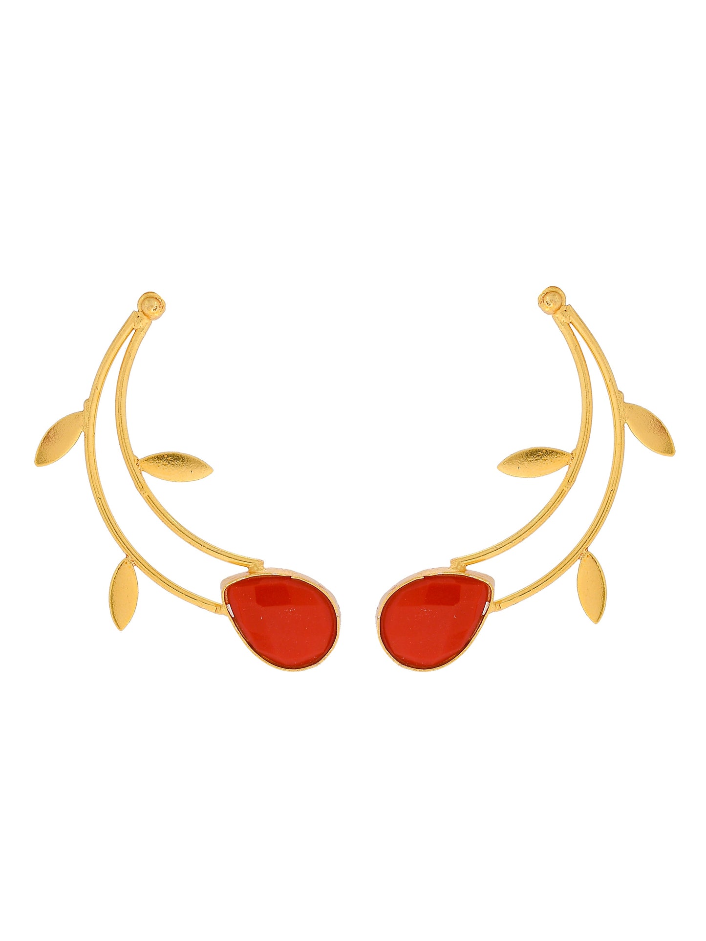 Gold-Plated Leaf Shaped Drop Earrings