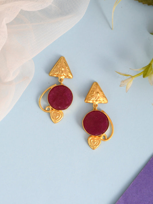 Gold Plated Contemporary Drop Earrings for western Outfit