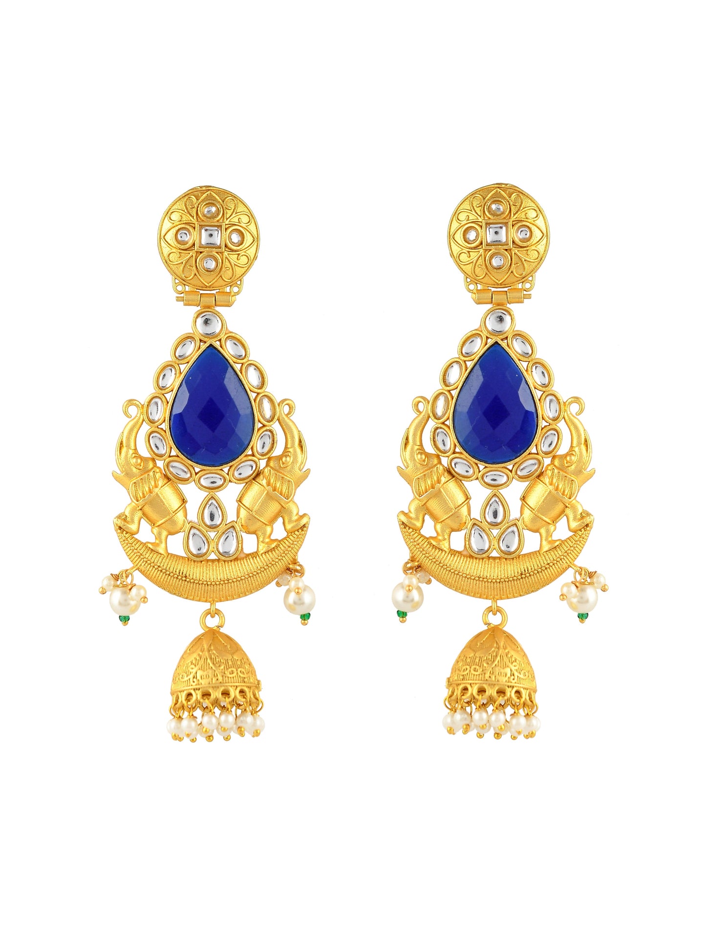 Gold-Toned Long Chandbali Jhumkas Earrings