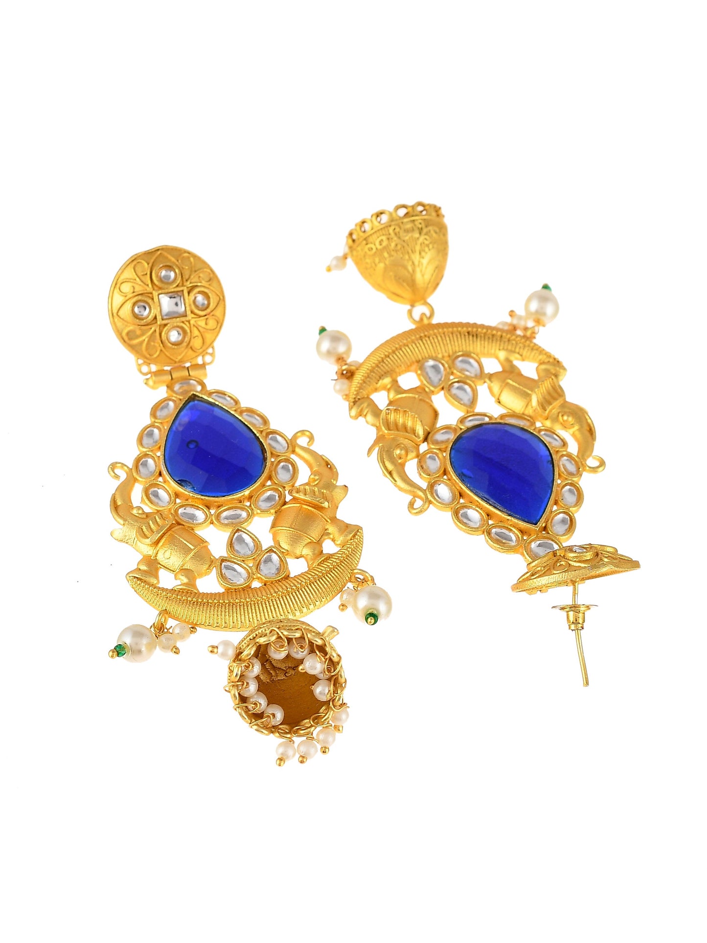 Gold-Toned Long Chandbali Jhumkas Earrings