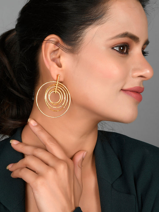 Gold-Plated Contemporary Drop Earrings for western Outfit