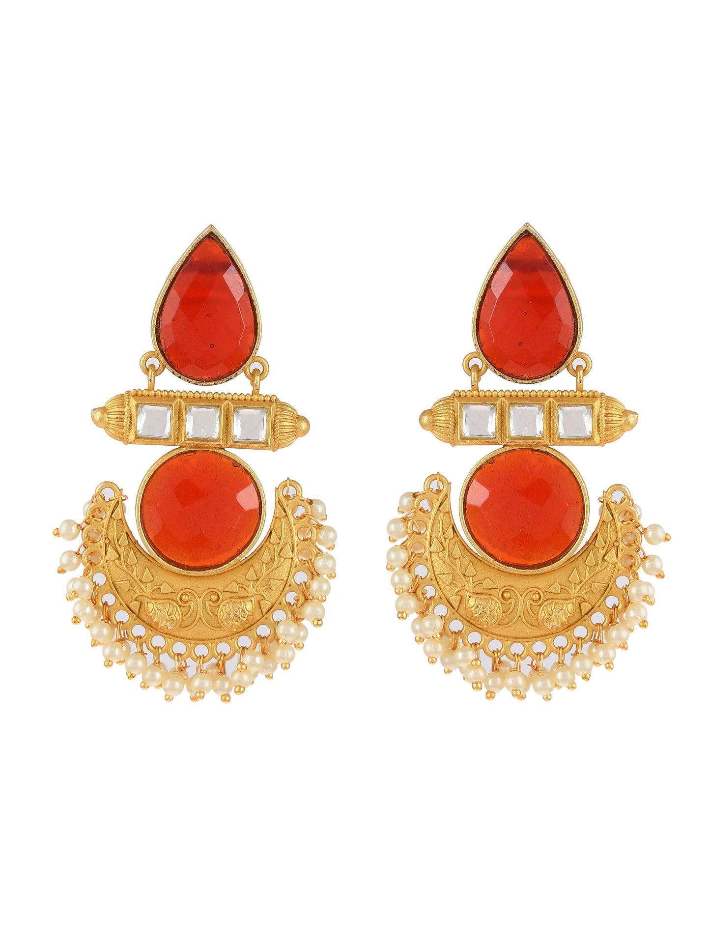 Gold-Plated Contemporary Drop Earrings