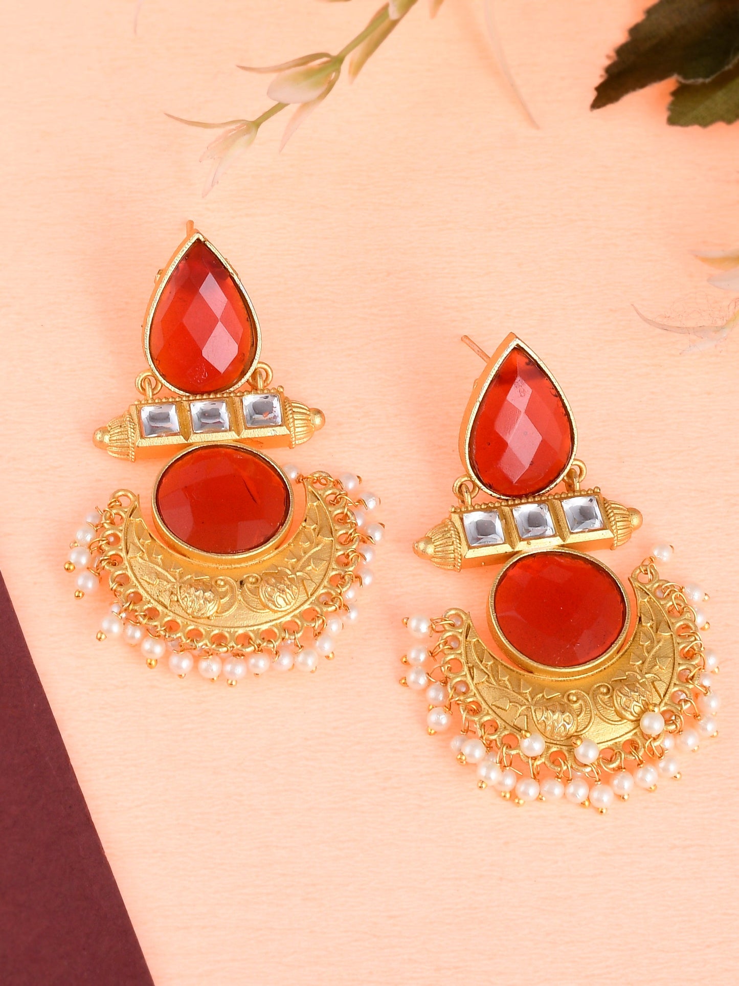 Gold-Plated Contemporary Drop Earrings