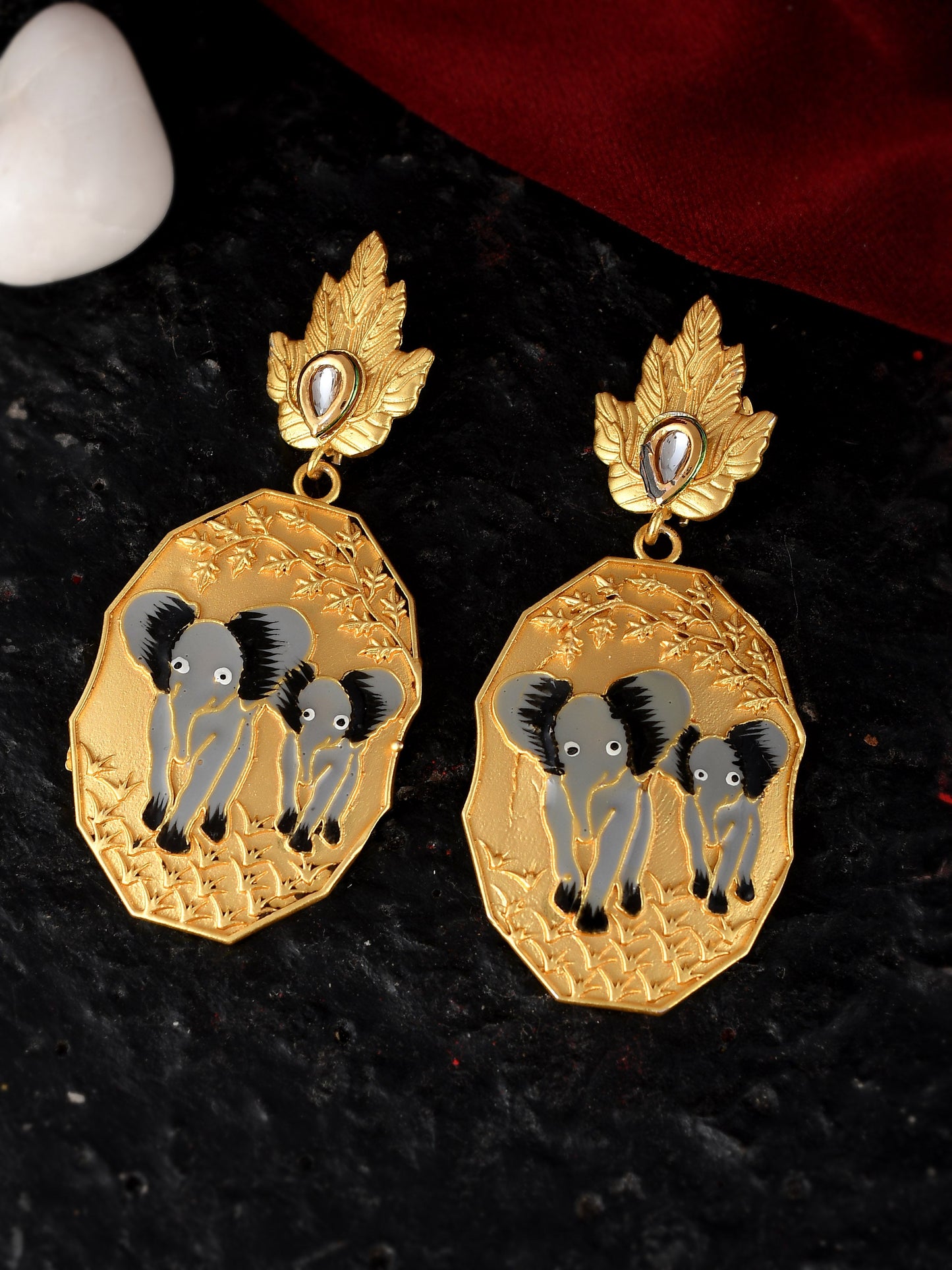 Gold Plated Hand Painted Ethnic Drop Earrings