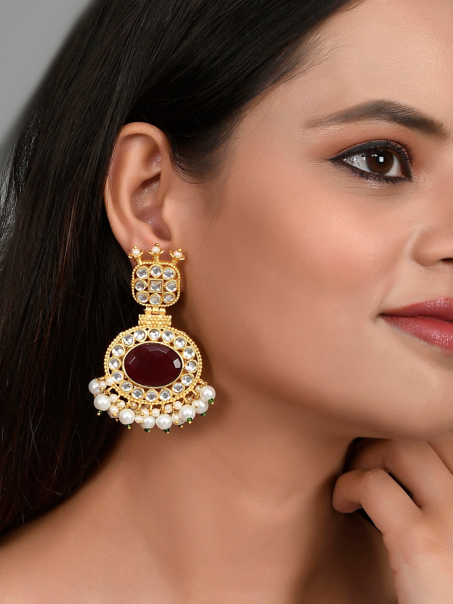 Gold Plated Kundan Dangle Earrings Online for Women