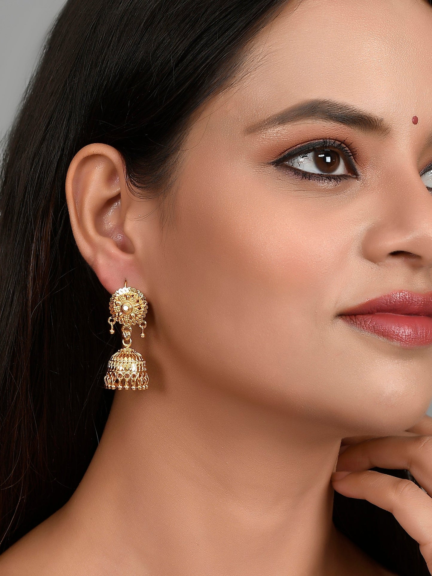 Set of 2 Gold Plated Handcrafted Meenakari Ethnic Temple Jhumka Earrings