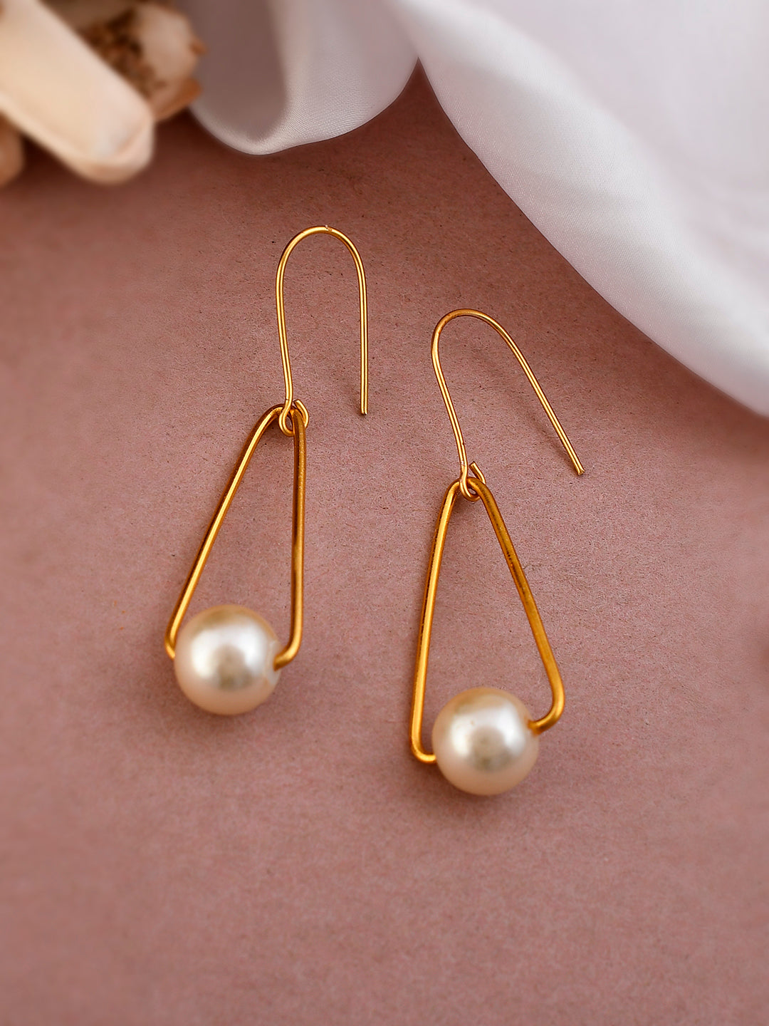 Gold Plated Latest Pearl Drop Earrings For Women