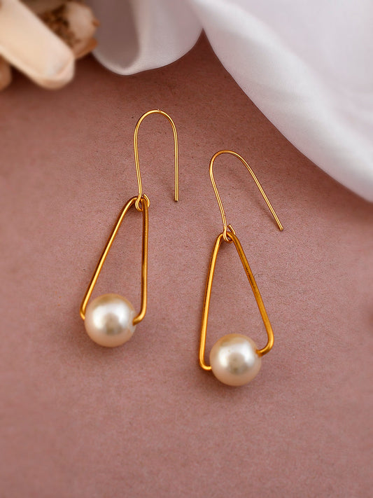 Gold Plated Latest Pearl Drop Earrings For Women