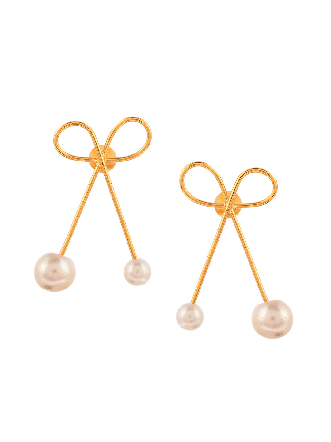 Gold Plated Knot Pearl Earrings For Women