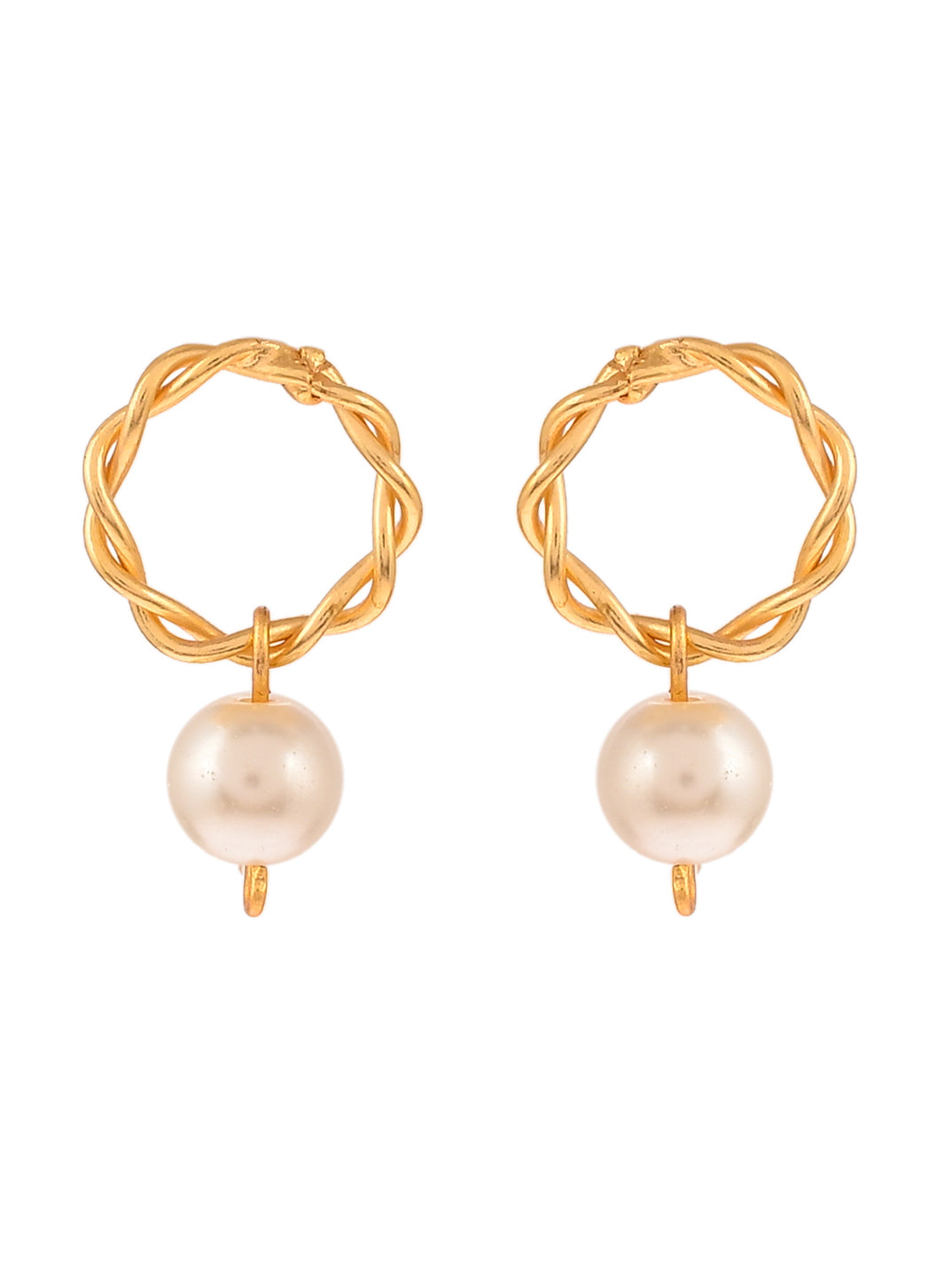 Gold Plated Contemporary Pearl Drop Earrings