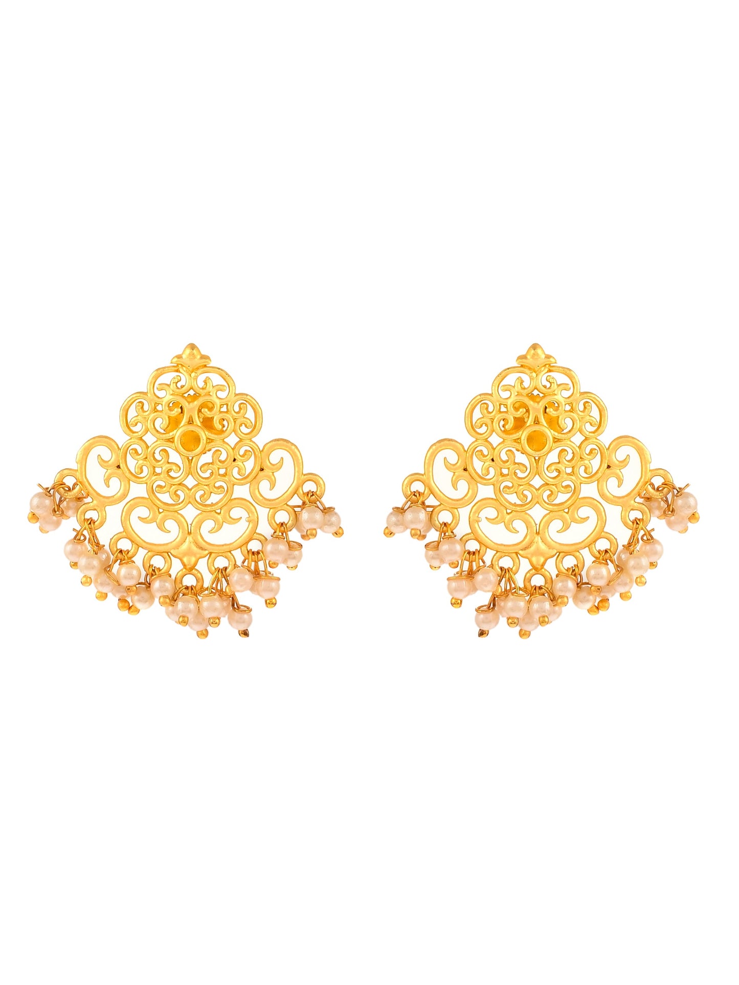 Gold Plated Traditional Stud Cutwork Earrings