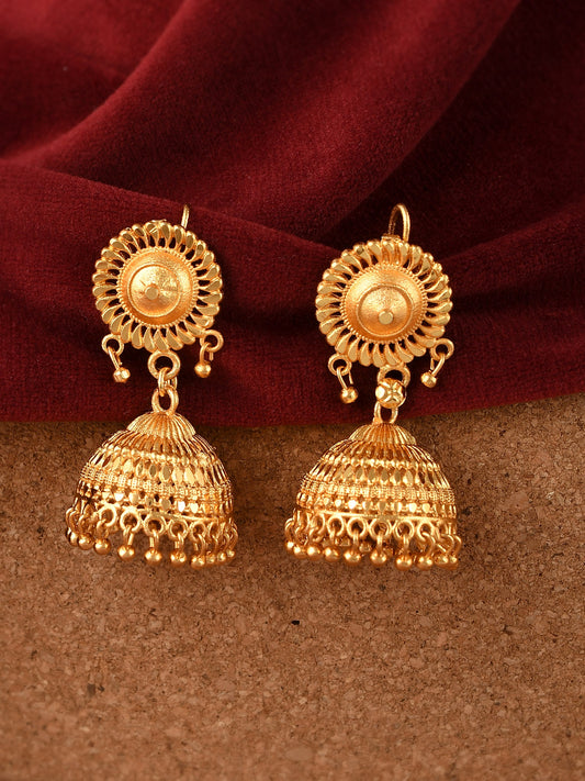 Gold Plated Meenakari Ethnic Temple Jhumka Earrings for Women