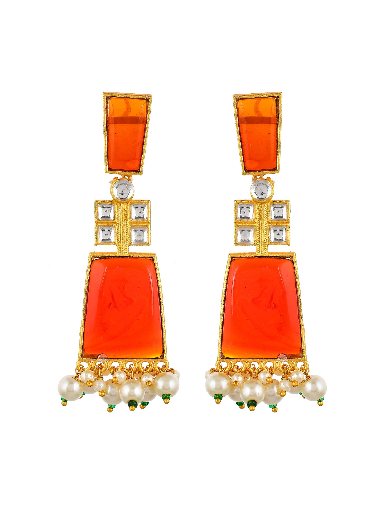 Red Ethnic Kundan Earrings Drop earring for women