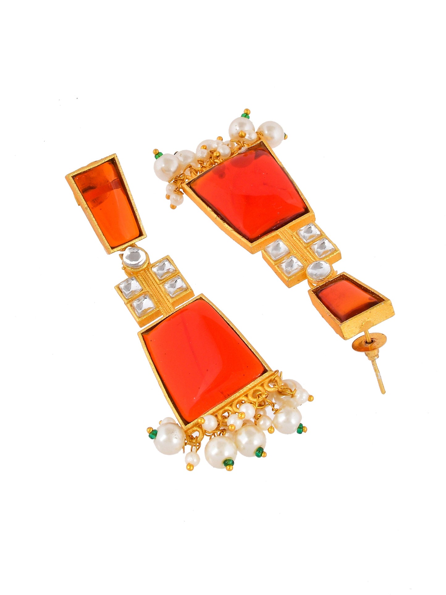Red Ethnic Kundan Earrings Drop earring for women