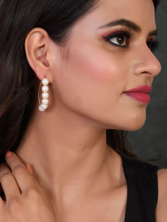 Gold Tone Pearl Dangle Western Earring