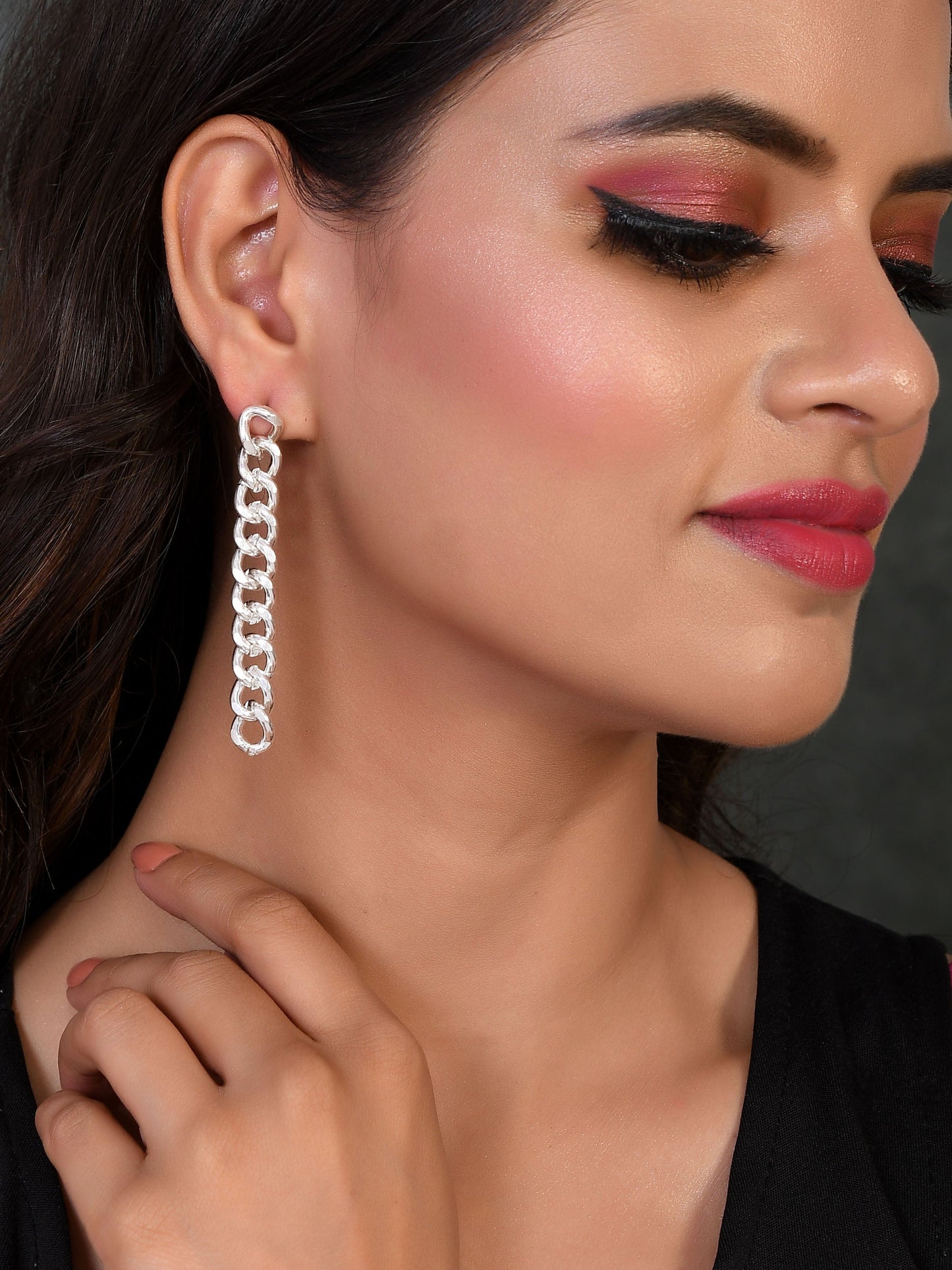 Silver Plated Long Chain Drop Earrings