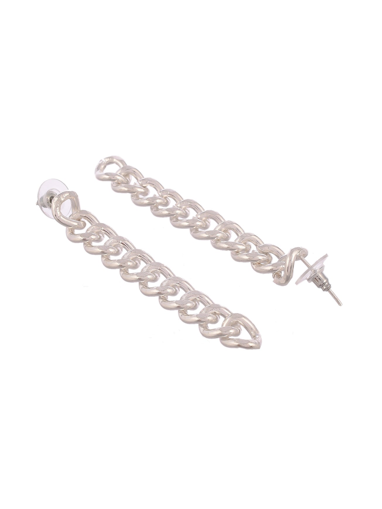 Silver Plated Long Chain Drop Earrings