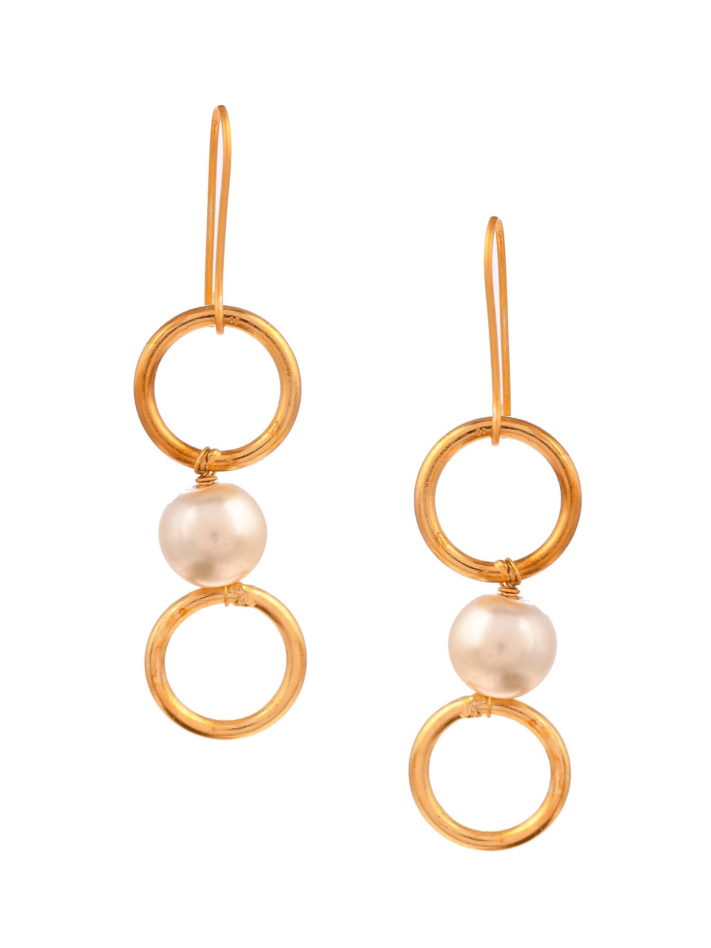 Gold Plated Pearl Bead Drop Earring