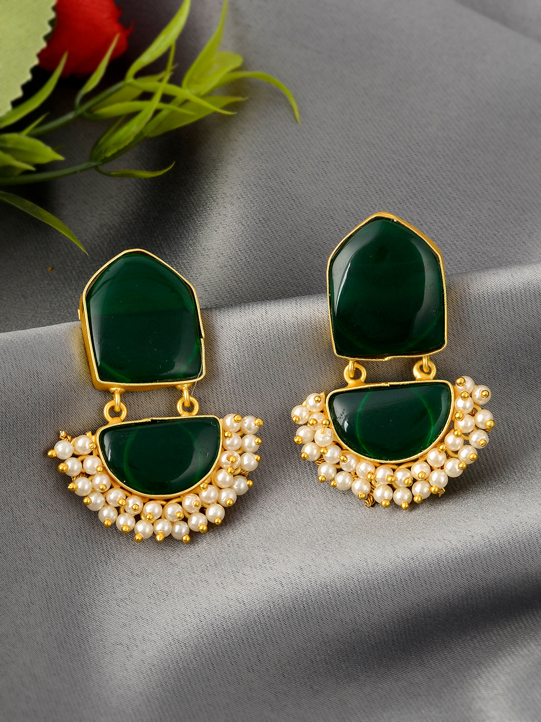 Gold Plated Traditional Beads Drop Earrings