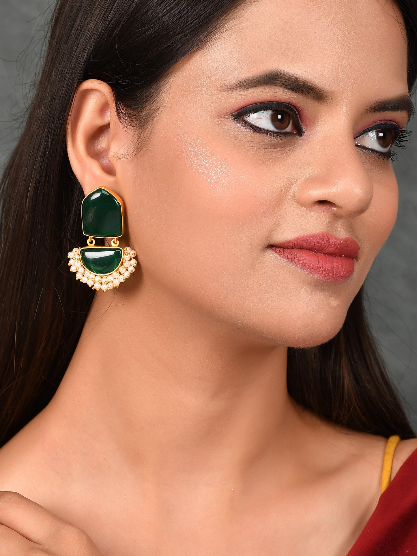Gold Plated Traditional Beads Drop Earrings