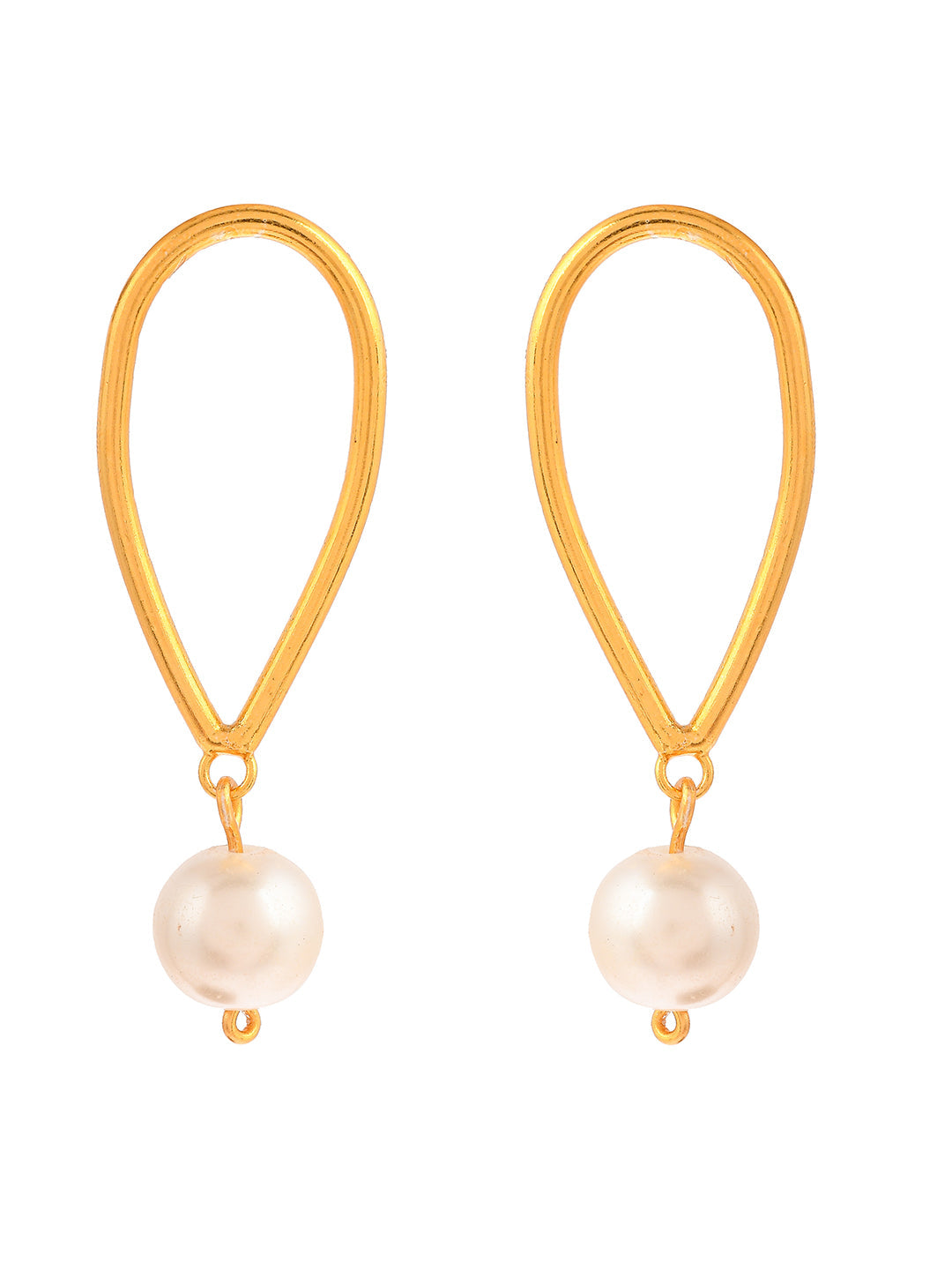 Gold Plated Geometric Handcrafted Western Pearl Drop Earrings