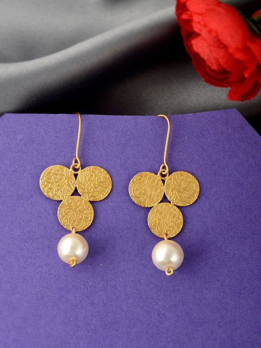 Gold Plated Pearl Beads Drop Earrings