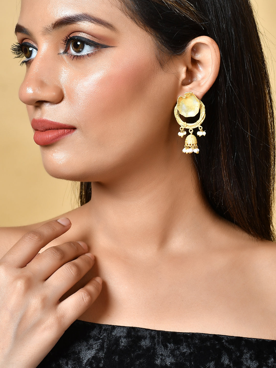 Gold Plated Handcrafted Designer Jhumka Earrings