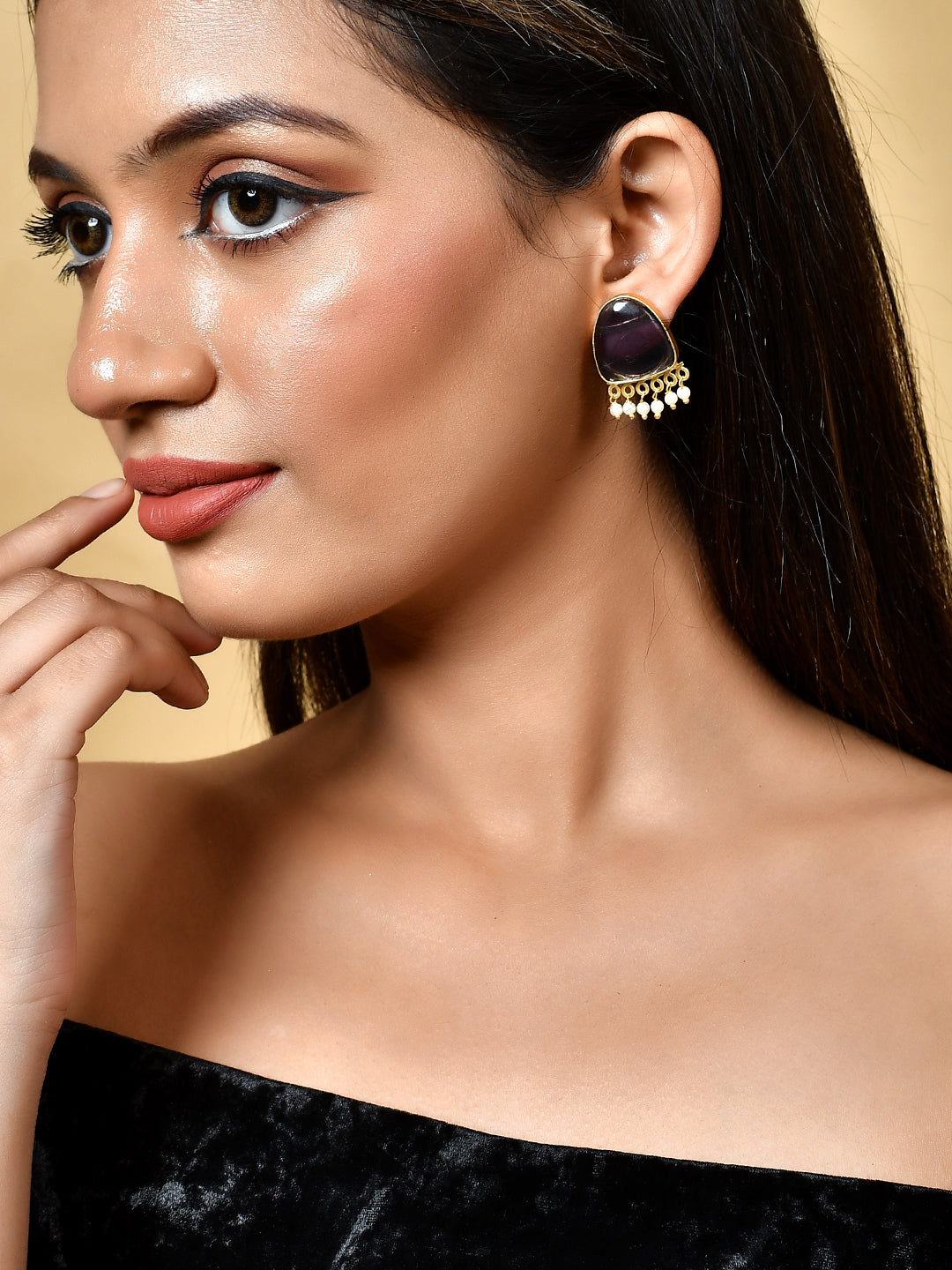 Purple Stud Earrings for western outfit