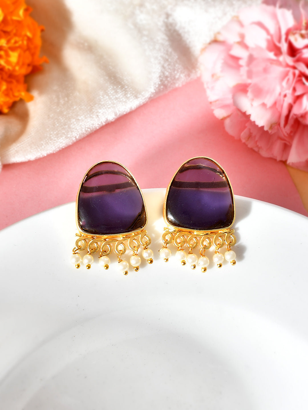 Purple Stud Earrings for western outfit