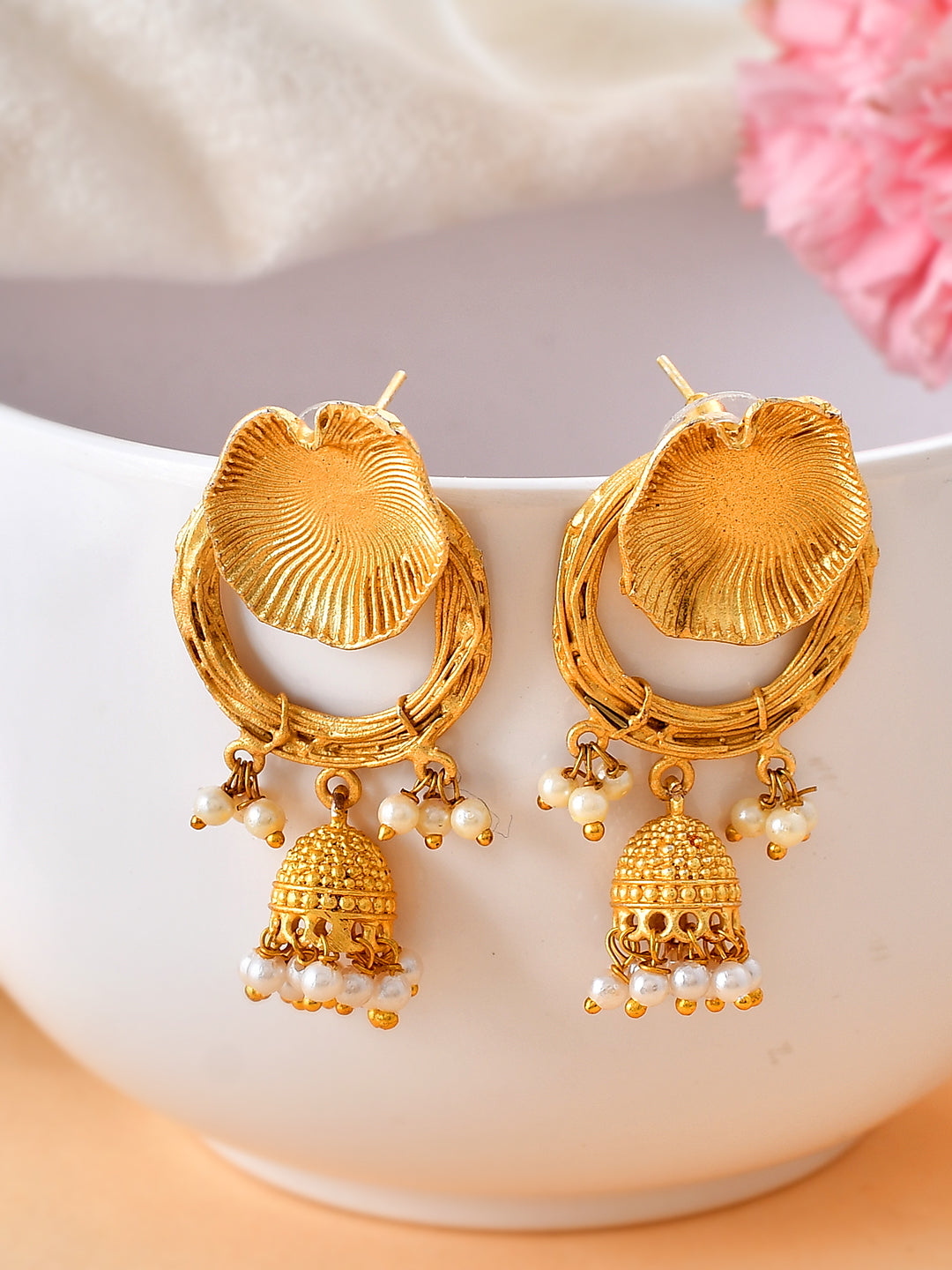 Gold Plated Handcrafted Designer Jhumka Earrings