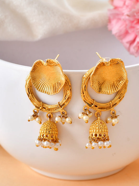 Gold Plated Handcrafted Designer Jhumka Earrings