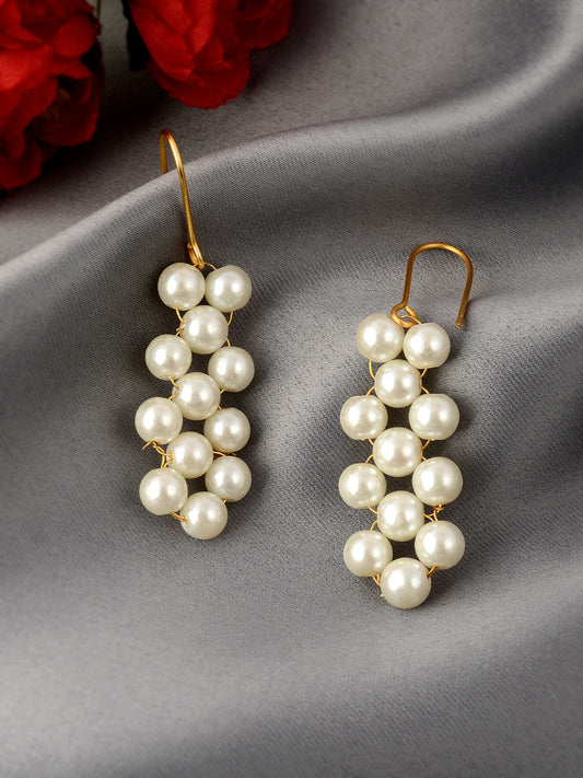 Gold Plated Pearl Beads Western Drop Earrings