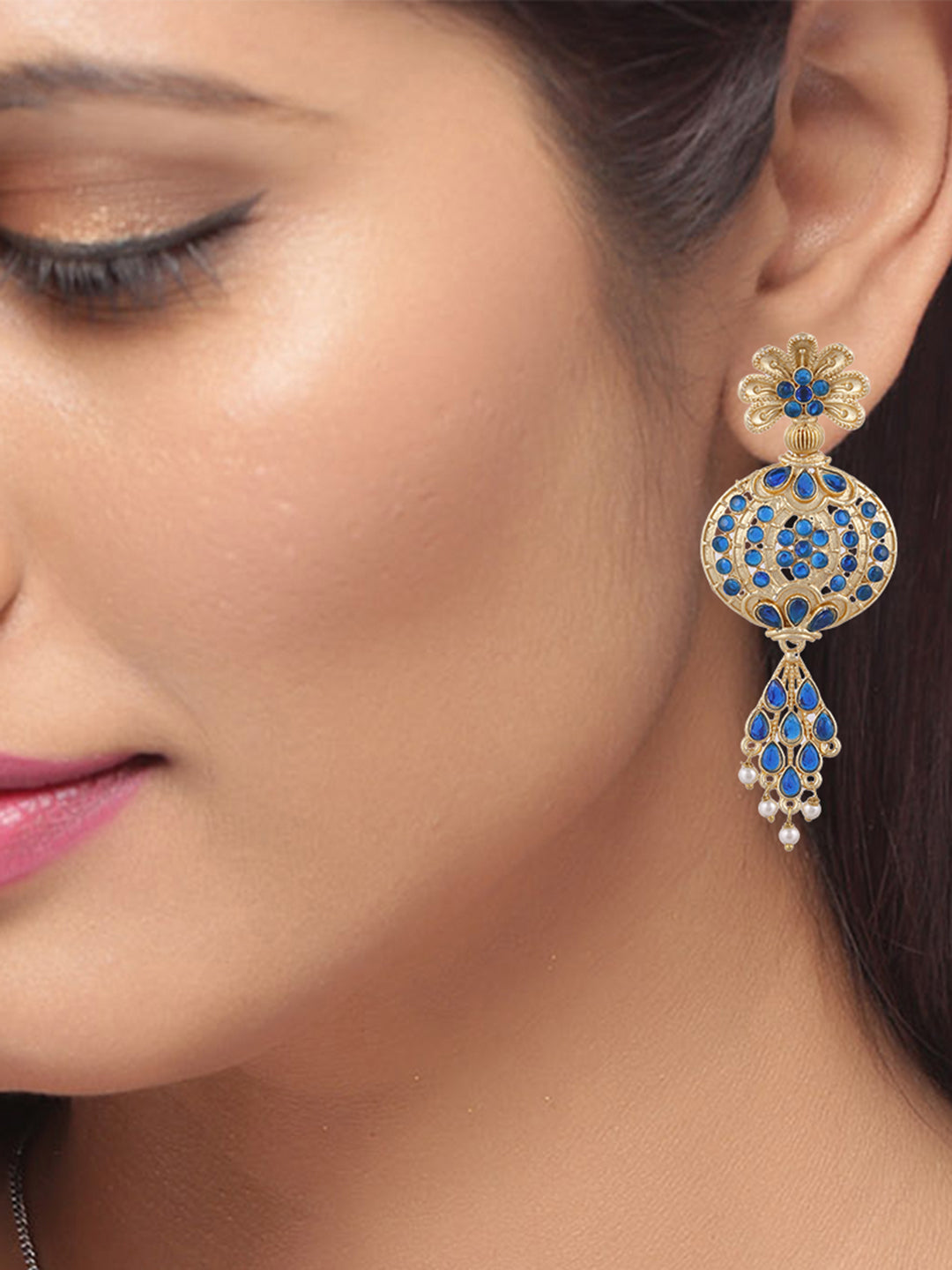 Long Dangler gold plated Earrings